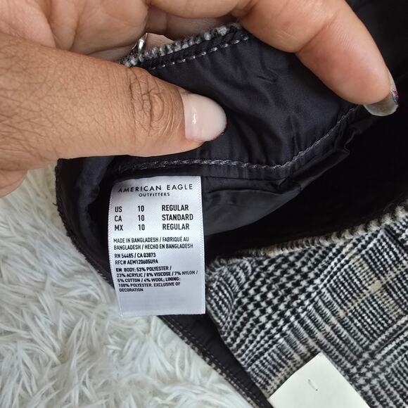 American Eagle NWT Gray And Brown Plaid Hi-Rise Mini Skirt 10 - Picture 11 of 16